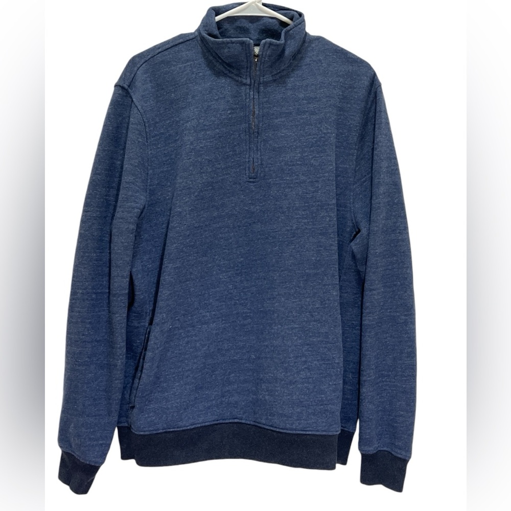 J. Crew Knit Goods Half Zip Pullover Fleece Sweater Mens Size XL Blue.